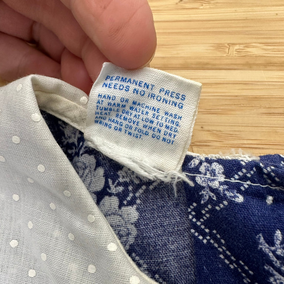 Vintage Mini World Girls Dress Size 3 Floral Lace Peter Pan Collar Blue USA Made - Picture 5 of 11